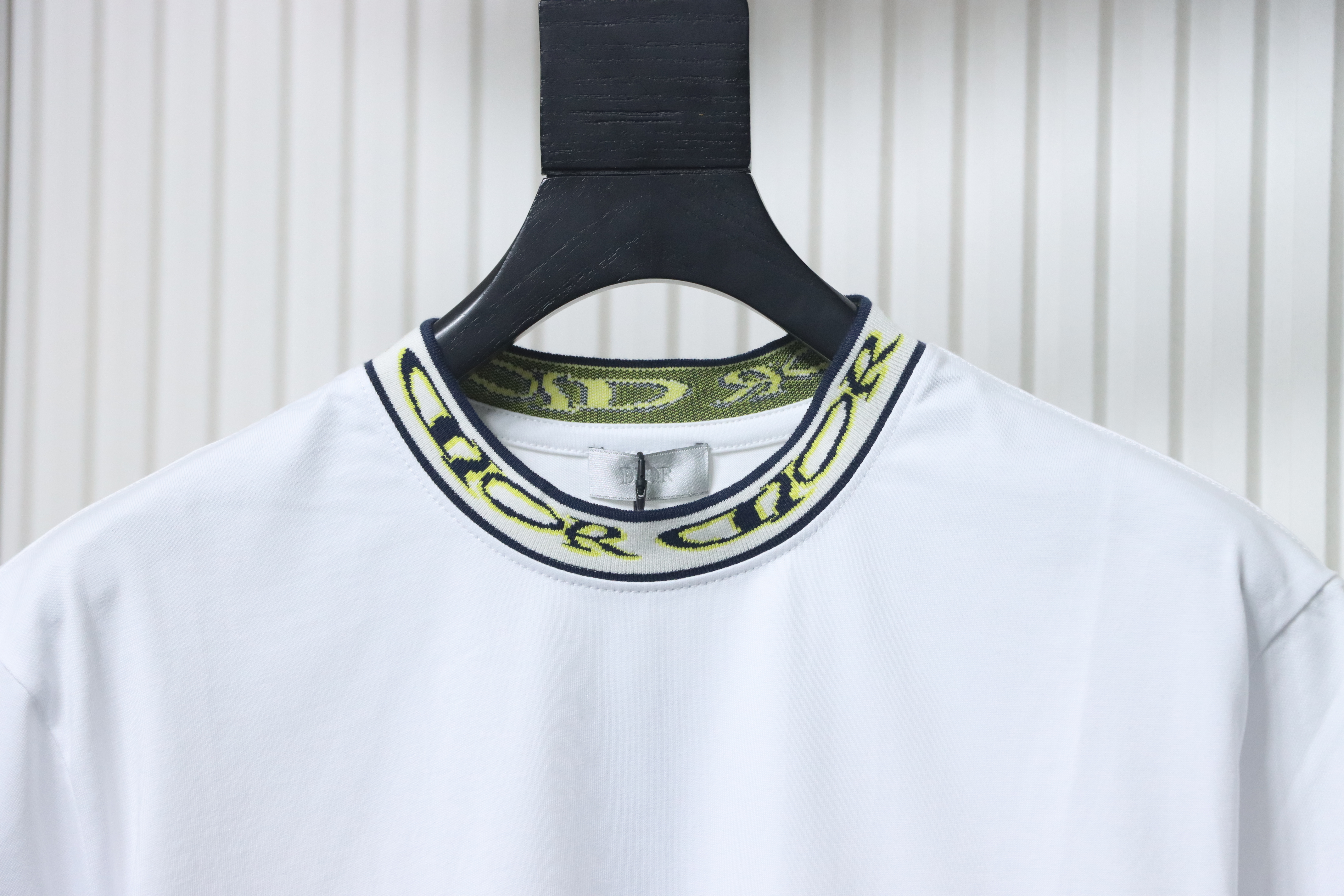Dior Neckline Letter Jacquard Ribbon T-shirt White