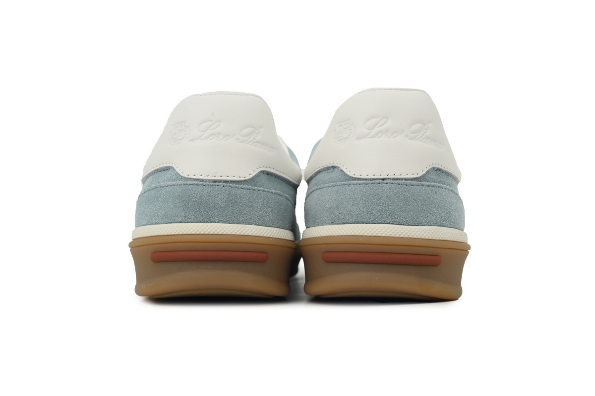 Loro Piana Tennis Walk Sneaker Suede Calf Split Blue And White