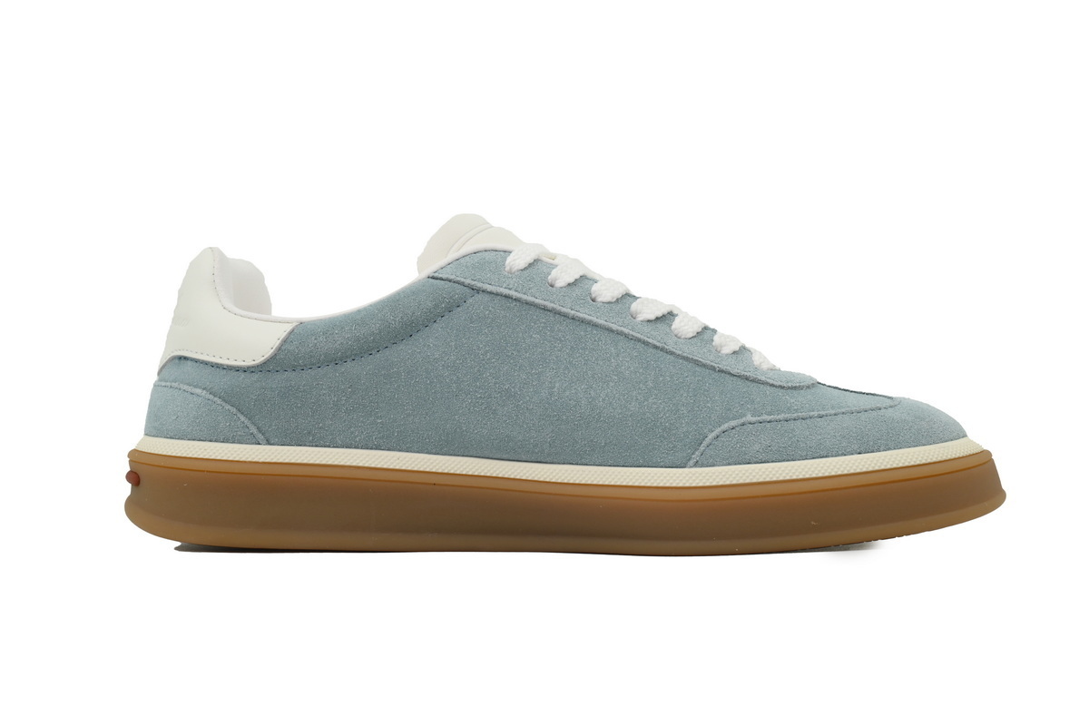 Loro Piana Tennis Walk Sneaker Suede Calf Split Blue And White