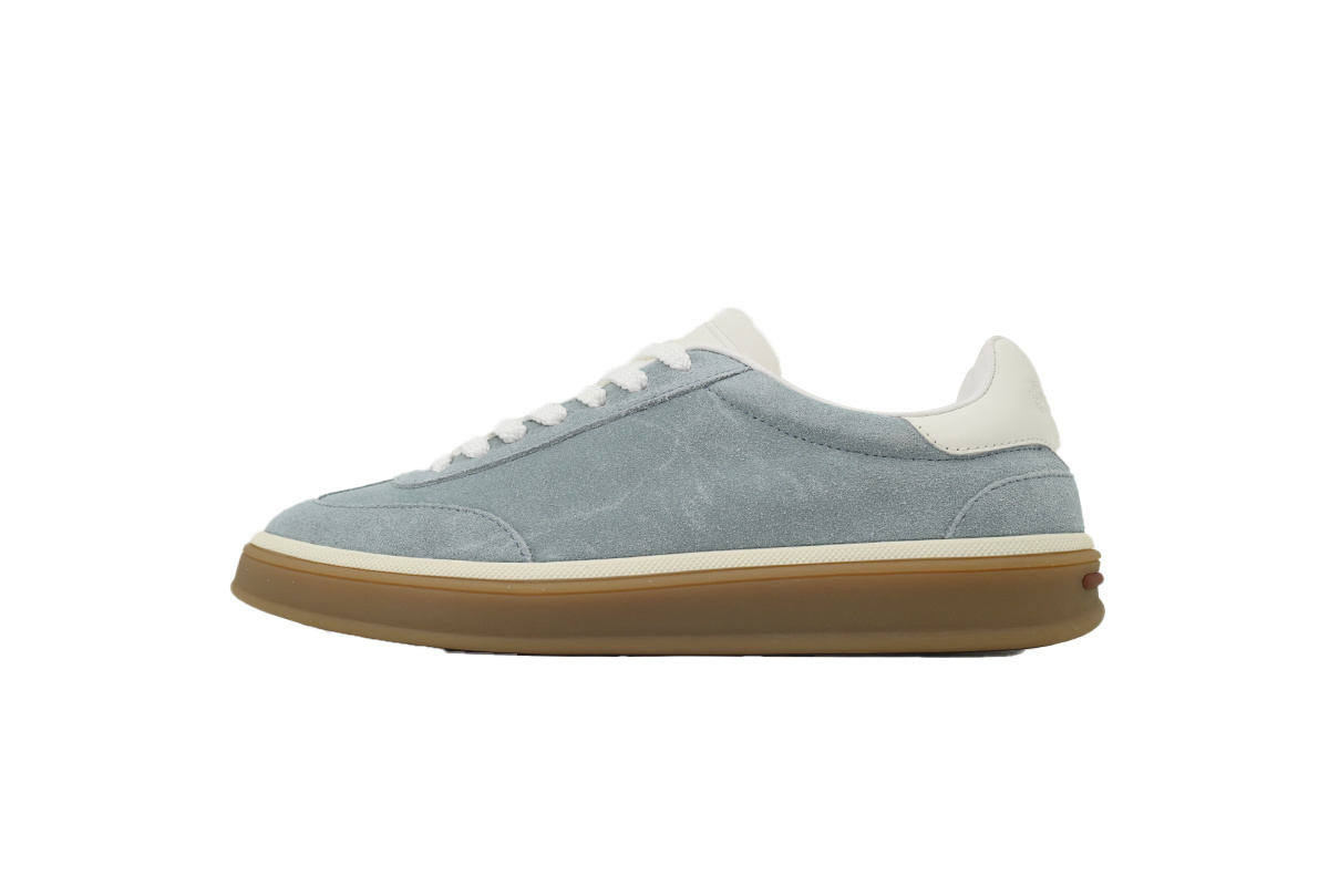 Loro Piana Tennis Walk Sneaker Suede Calf Split Blue And White