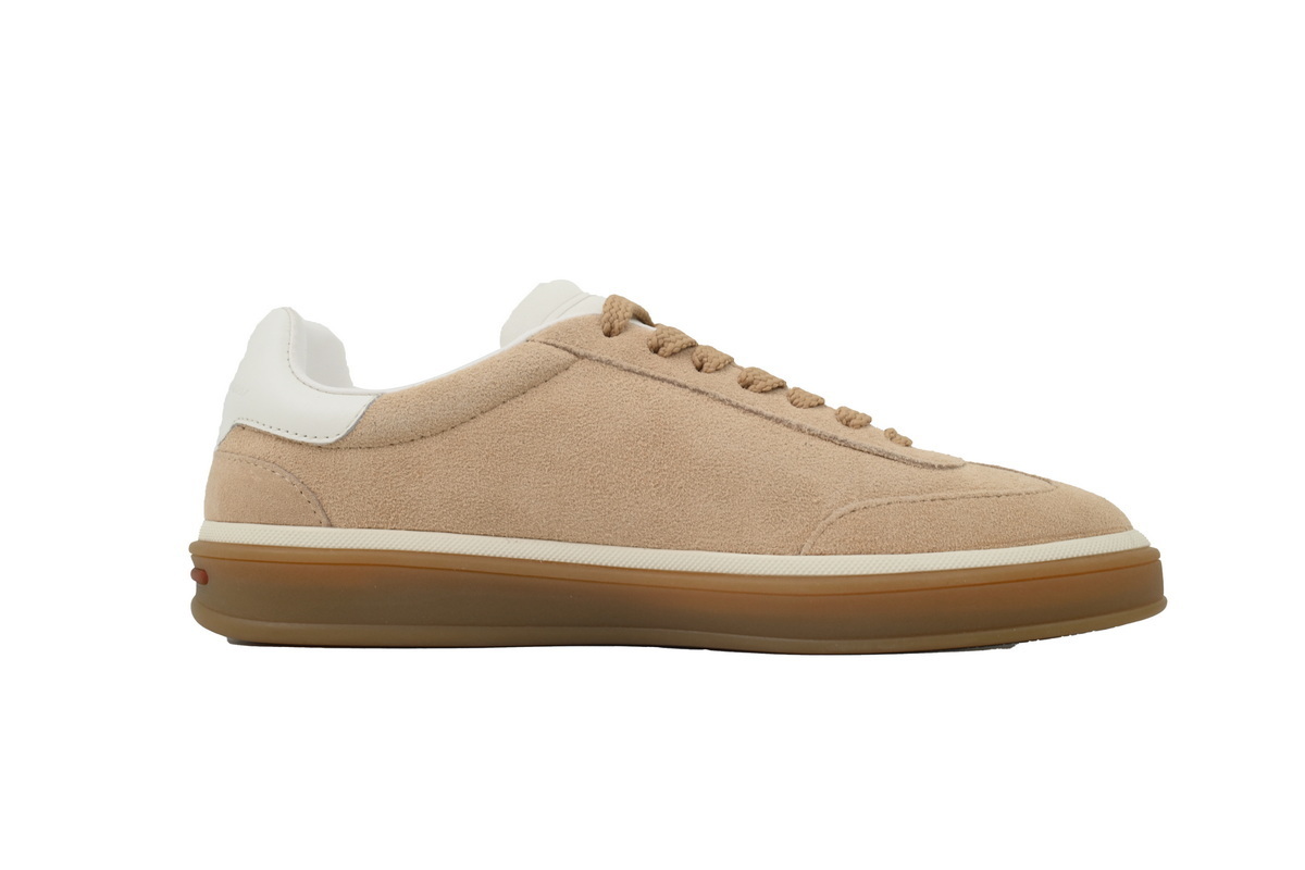 Loro Piana Tennis Walk Sneaker Suede Calf Split Brown And White