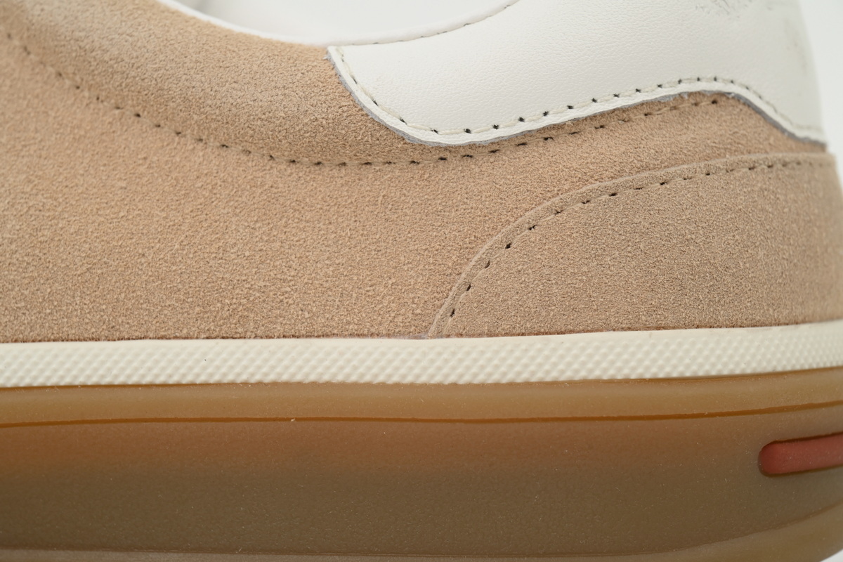 Loro Piana Tennis Walk Sneaker Suede Calf Split Brown And White