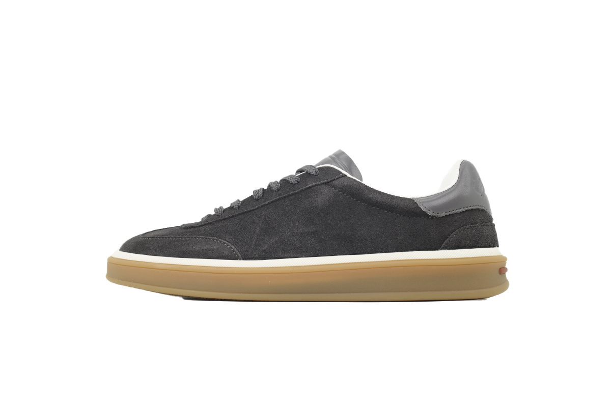 Loro Piana Tennis Walk Sneaker Suede Calf Split Grayish Brown