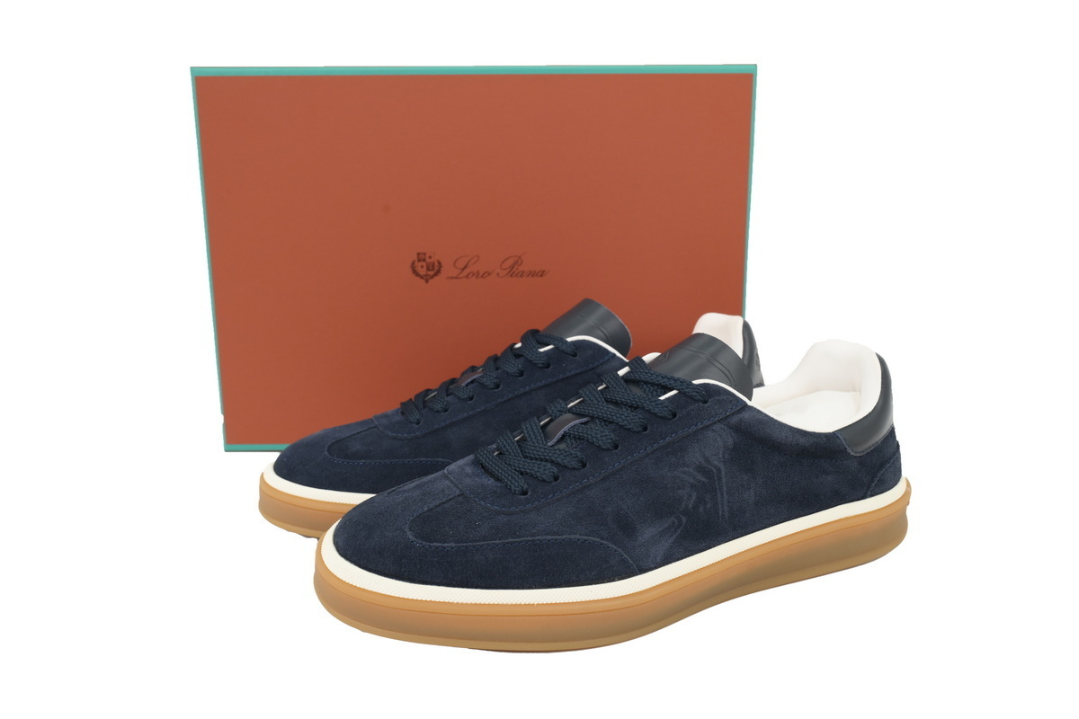 Loro Piana Tennis Walk Sneaker Suede Calf Split Slate Blue