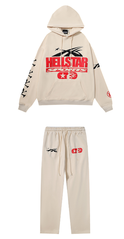 Hellstar If You Dont Like Us Beat Us Hoodie & Sweatpants Set #2222-2322 Apricot