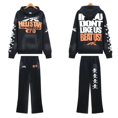 Hellstar If You Dont Like Us Beat Us Hoodie & Sweatpants Set #5653-8175 Black  01
