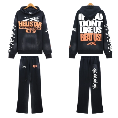 Hellstar If You Dont Like Us Beat Us Hoodie & Sweatpants Set #5653-8175 Black  01