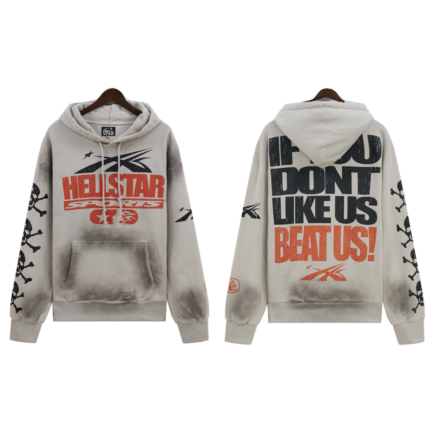 Hellstar If You Dont Like Us Beat Us Hoodie & Sweatpants Set #5653-8175 Grey 