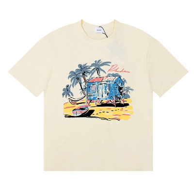 Rhude Beach-Side T-Shirt #50155 Apricot/White/Black 01
