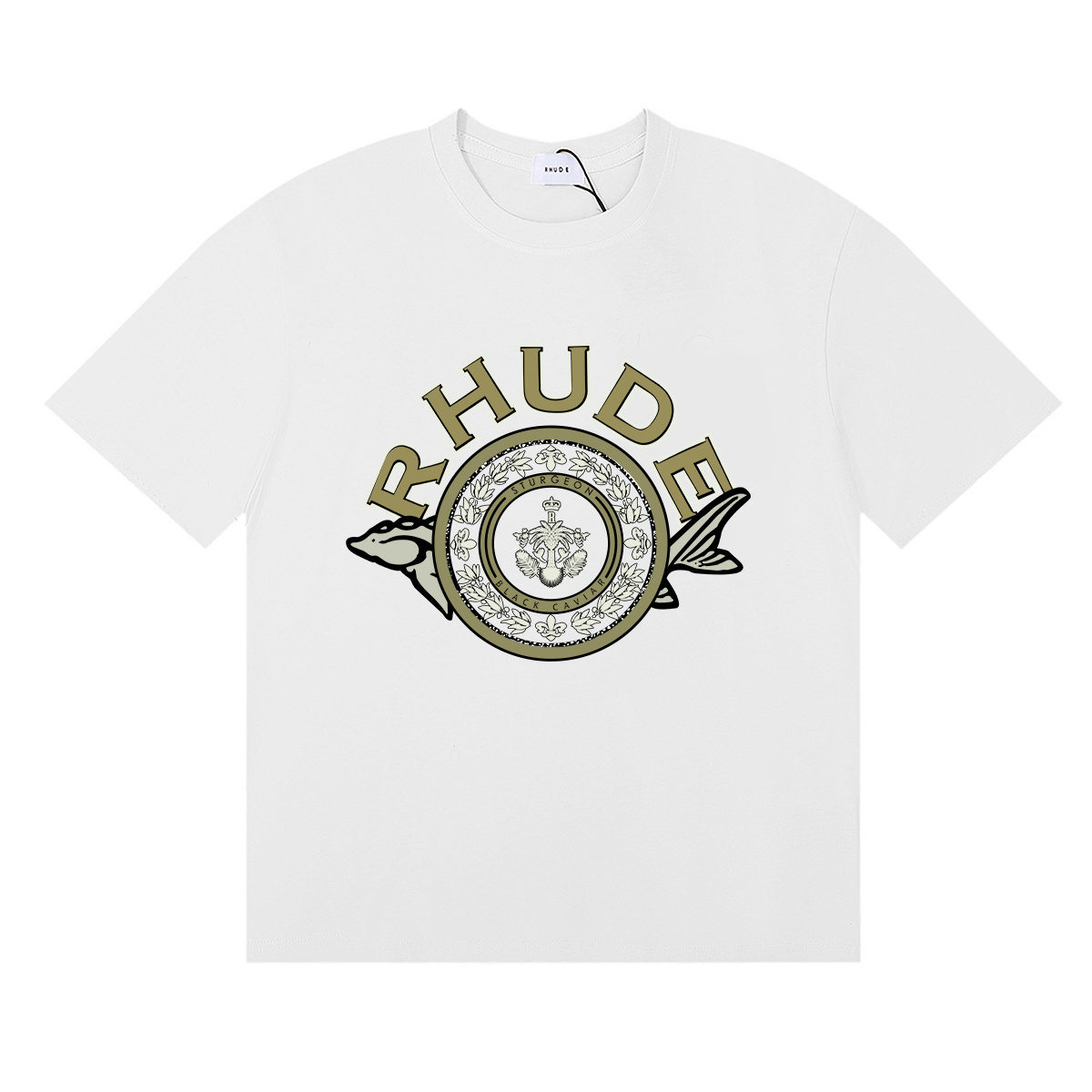Rhude Caviar Print T-Shirt #50157 Apricot/White/Black