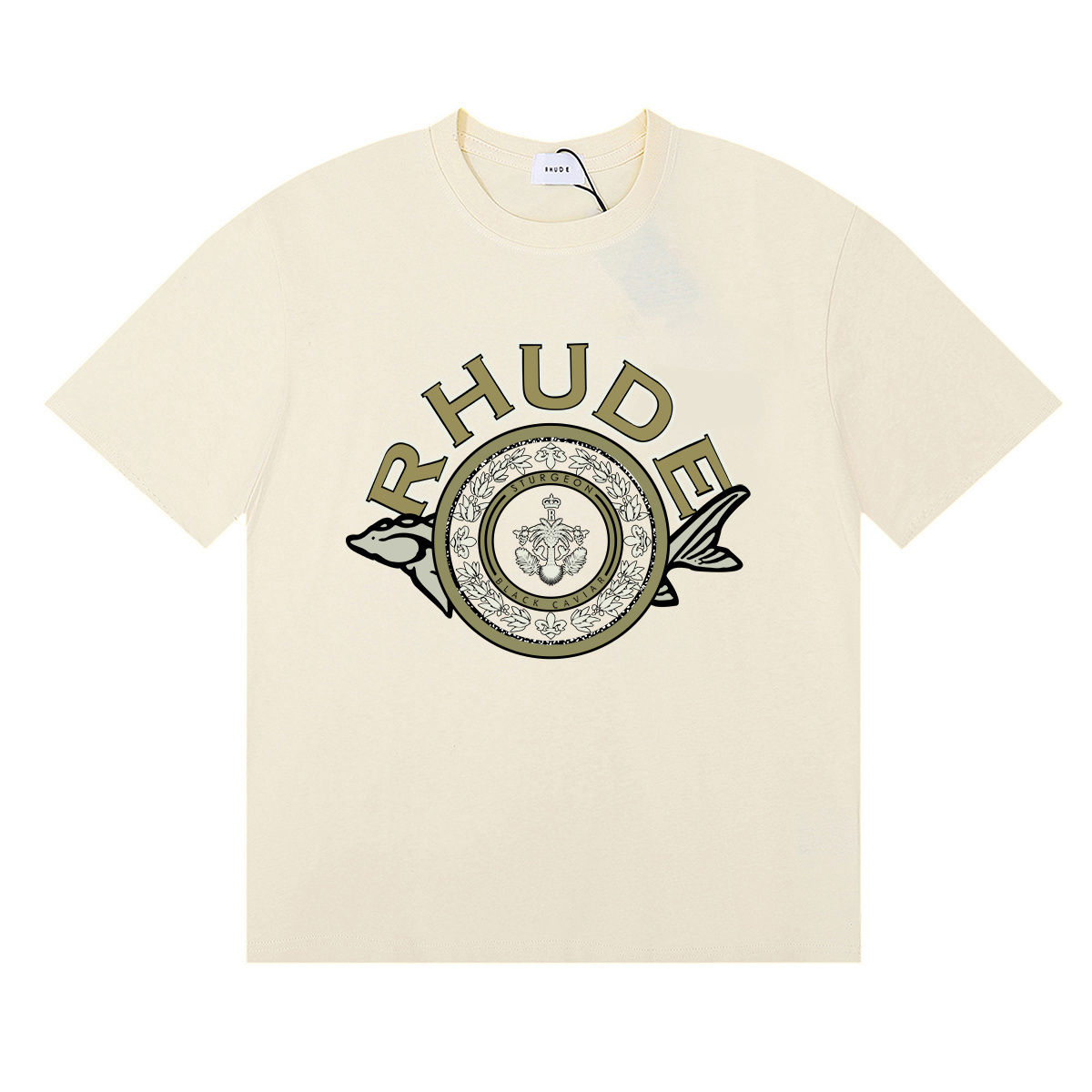 Rhude Caviar Print T-Shirt #50157 Apricot/White/Black