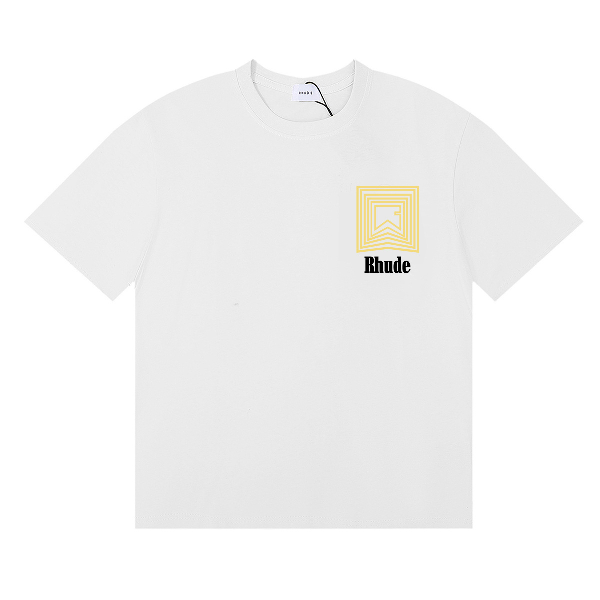 Rhude Chevron Logo Repeat T-Shirt #50138 Apricot/White/Black