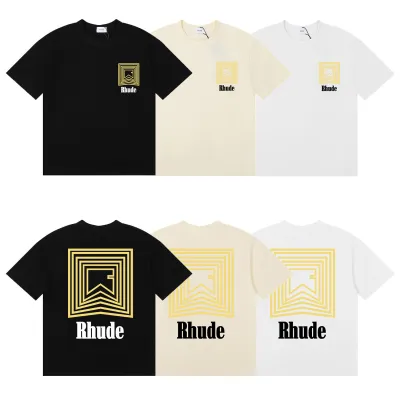Rhude Chevron Logo Repeat T-Shirt #50138 Apricot/White/Black 02