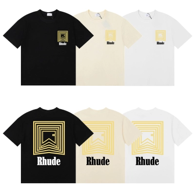 Rhude Chevron Logo Repeat T-Shirt #50138 Apricot/White/Black 02