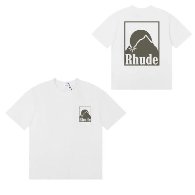 Rhude Moonlight Badge T-Shirt #50158 Apricot/White/Black 02