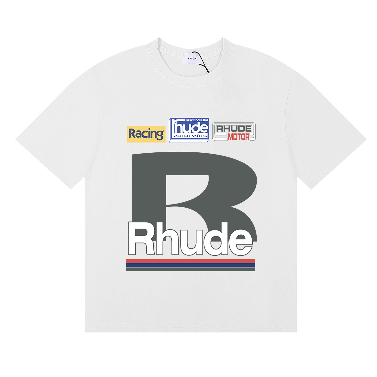 Rhude Petrol Patch Racing Motor T-Shirt #50159 Apricot/White/Black