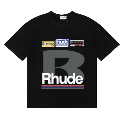 Rhude Petrol Patch Racing Motor T-Shirt #50159 Apricot/White/Black 01
