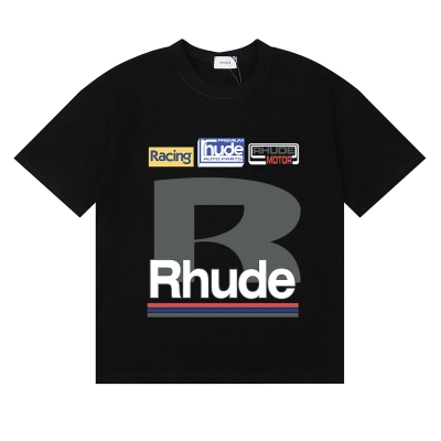 Rhude Petrol Patch Racing Motor T-Shirt #50159 Apricot/White/Black 01