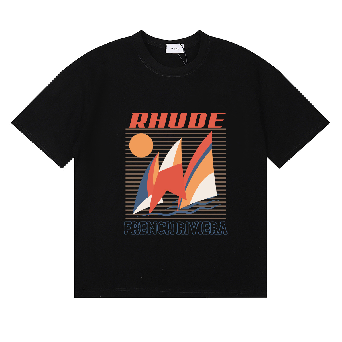 Rhude Poster T-Shirt #50153 Apricot/White/Black