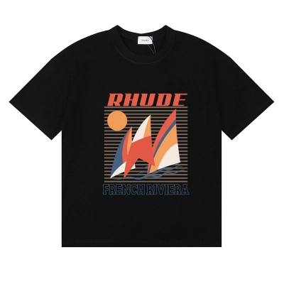 Rhude Poster T-Shirt #50153 Apricot/White/Black 02