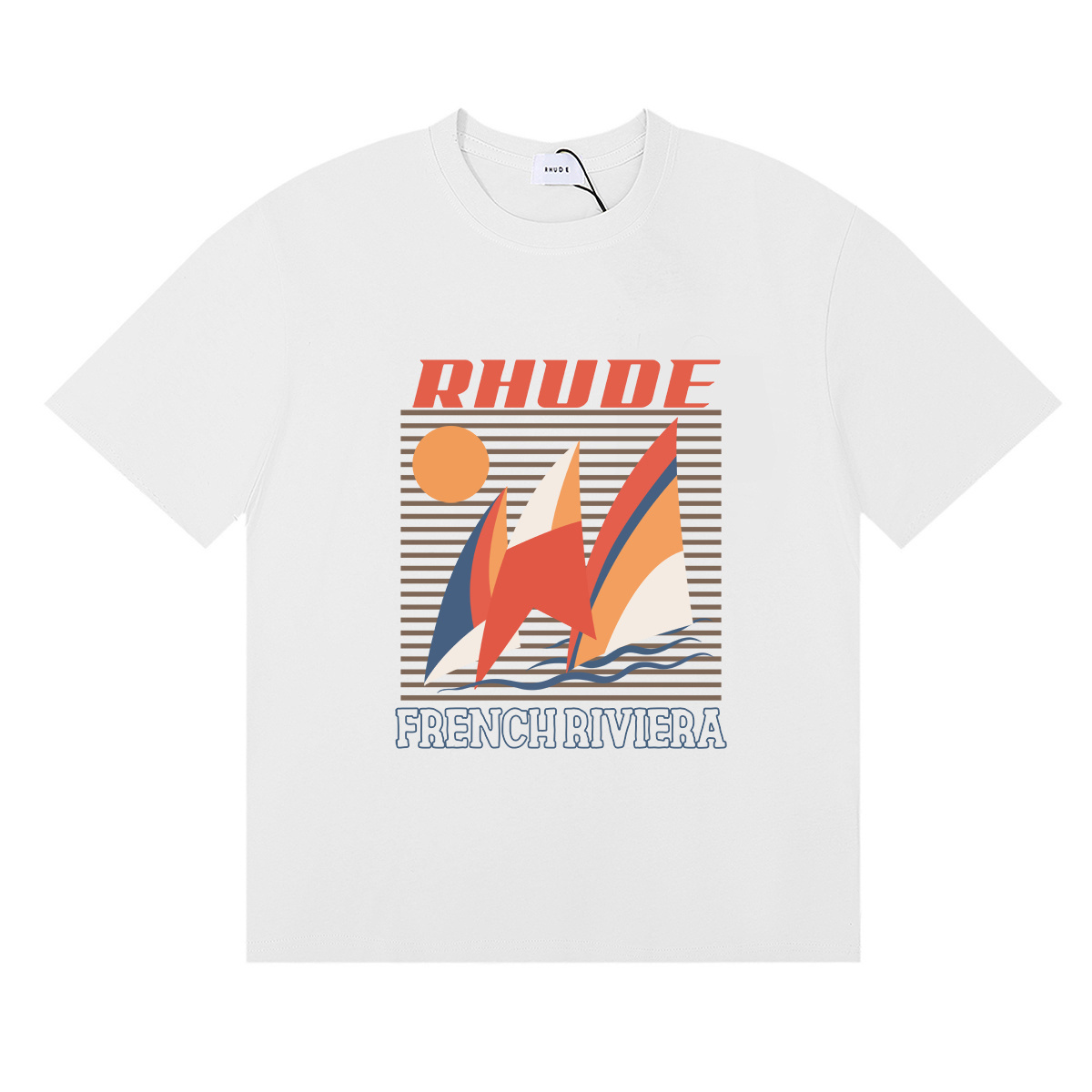 Rhude Poster T-Shirt #50153 Apricot/White/Black
