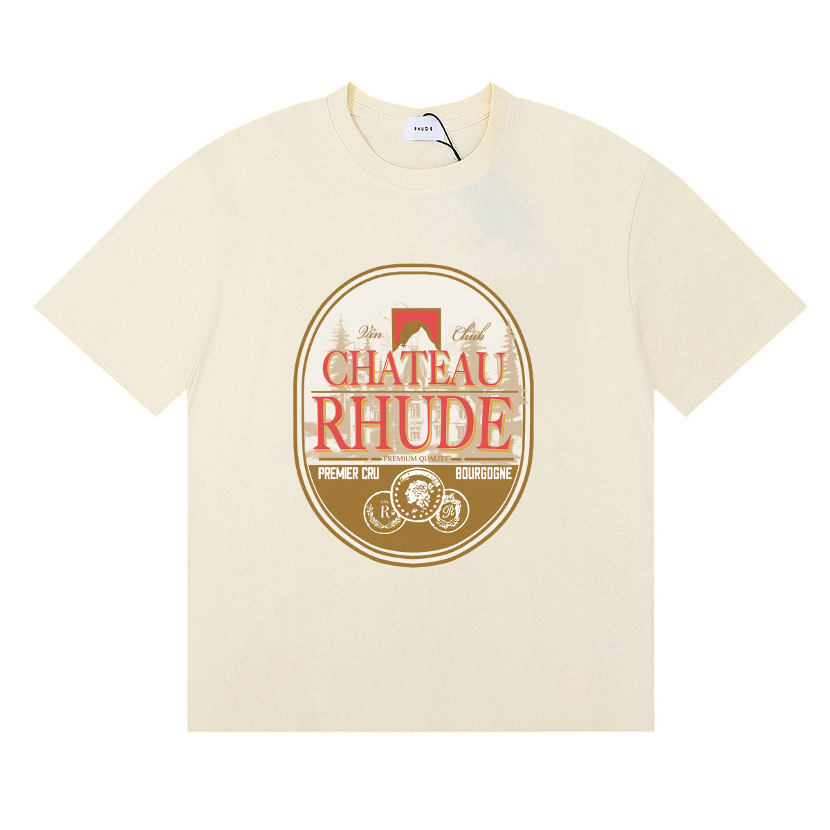 Rhude Premier Cru T-Shirt #50150 Apricot/White/Black