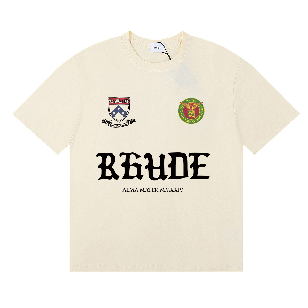 Rhude Runway Script T-Shirt #50139 Apricot/White/Black