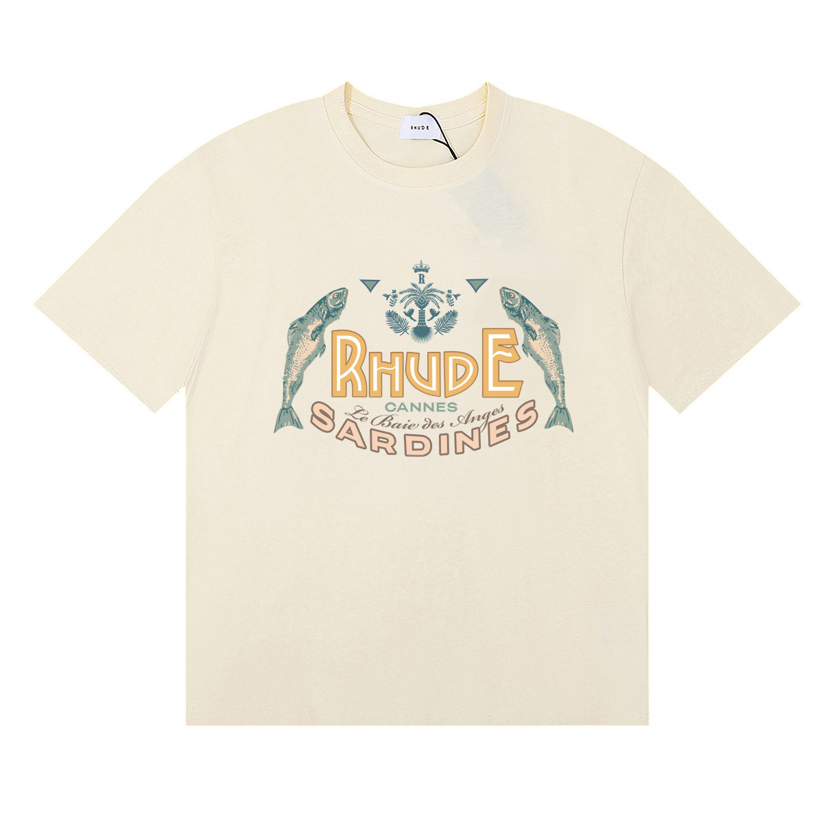 Rhude Sardines T-Shirt #50152 Apricot/White/Black