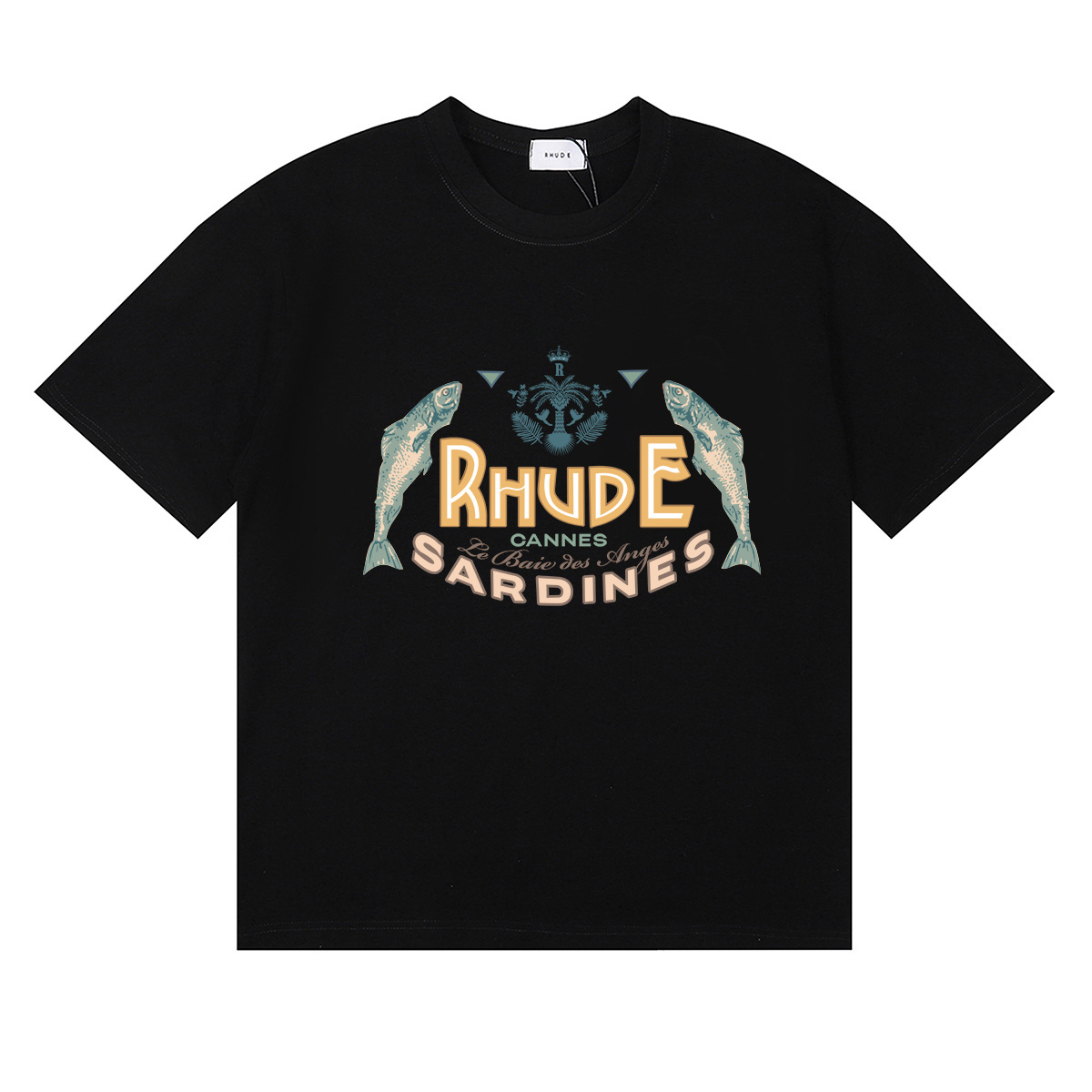Rhude Sardines T-Shirt #50152 Apricot/White/Black