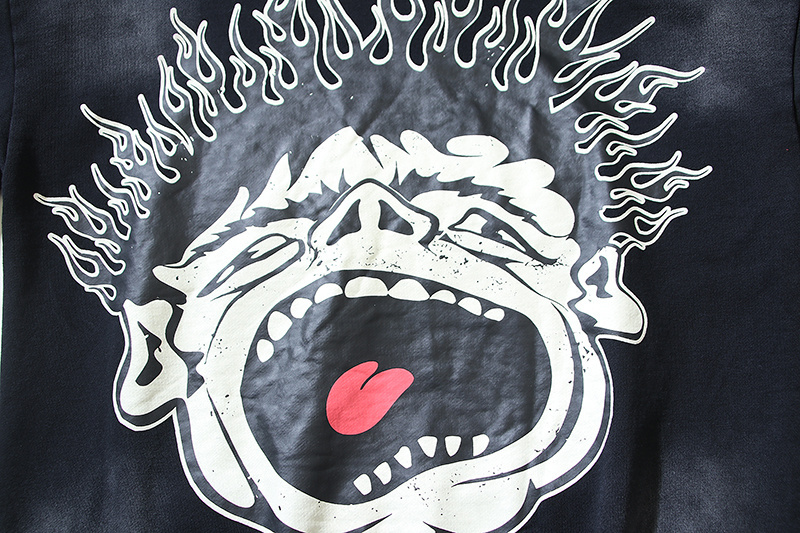 Hellstar Hell Red Flare star Retro washed distressed Print Hoodie #2030 Black/Red