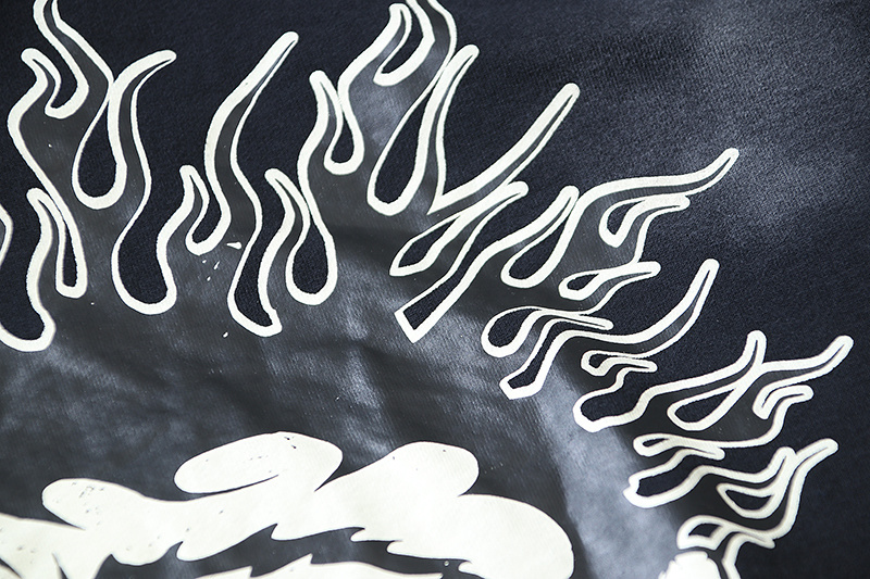 Hellstar Hell Red Flare star Retro washed distressed Print Hoodie #2030 Black/Red