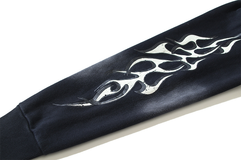 Hellstar Hell Red Flare star Retro washed distressed Print Hoodie #2030 Black/Red