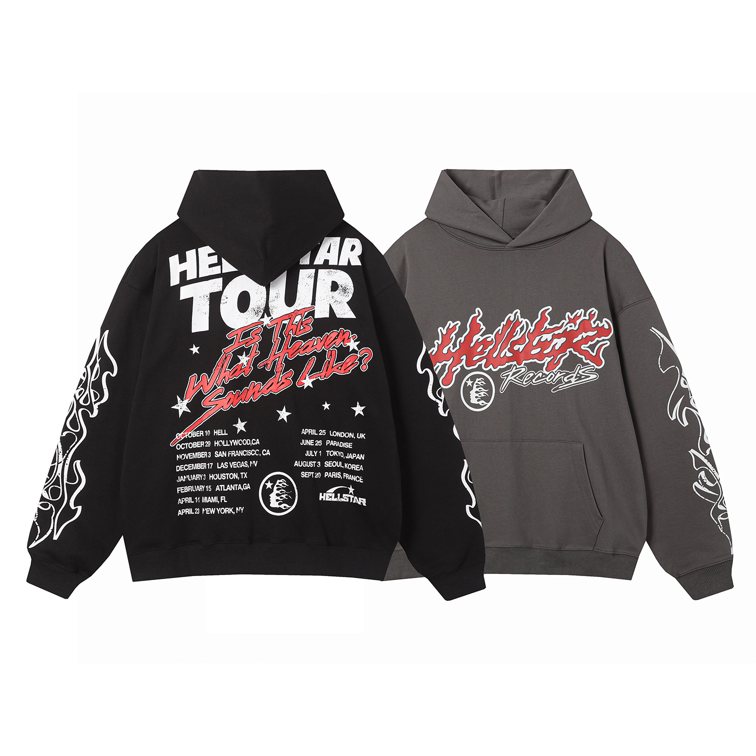 Hellstar Records Tour Hoodie #3071 Black/Brown