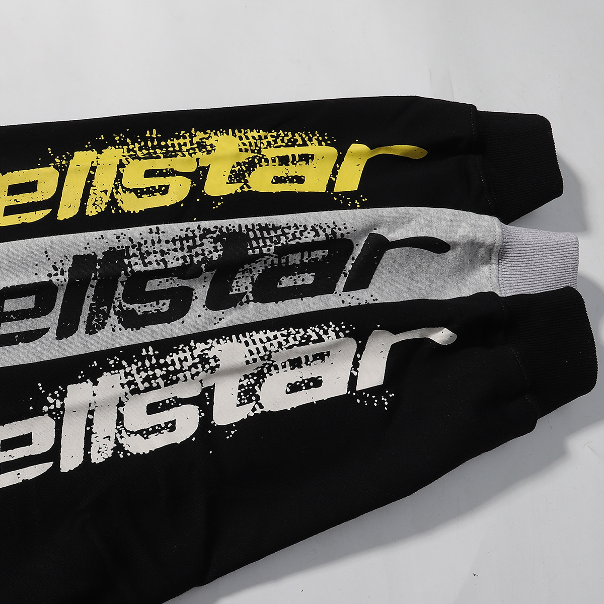 Hellstar Speed Hoodies #2230 Black White/Gray/Black Yellow