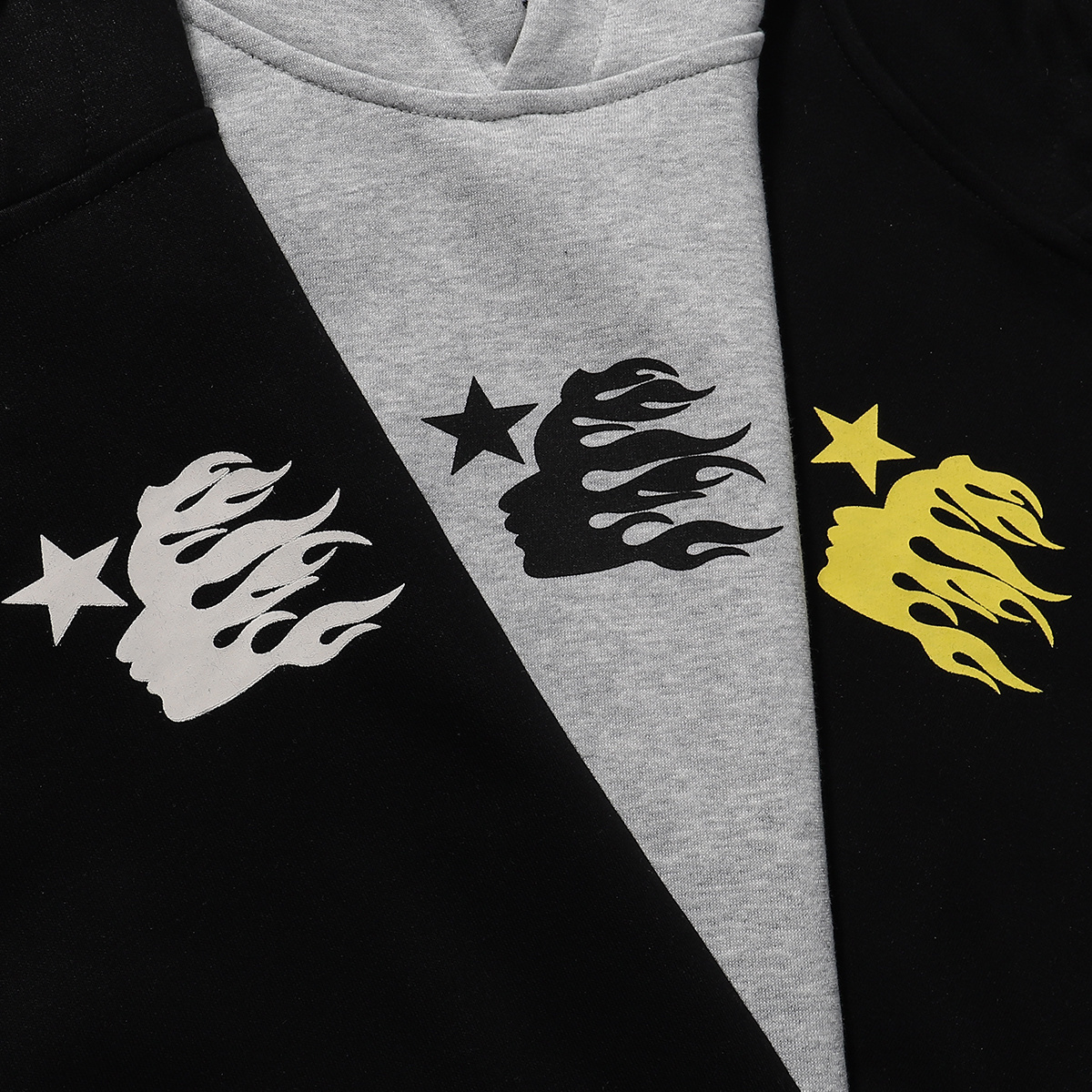 Hellstar Speed Hoodies #2230 Black White/Gray/Black Yellow