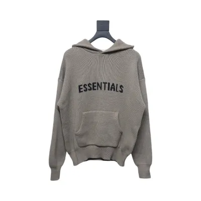 Fear of God Essentials Knit Pullover Hoodie Taupe 01