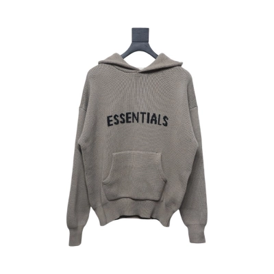 Fear of God Essentials Knit Pullover Hoodie Taupe 01