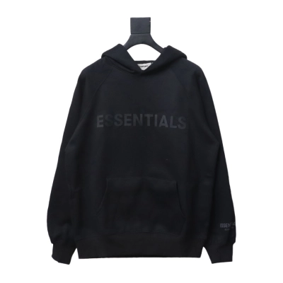 Fear of God Essentials Pullover Hoodie Applique Logo Black 01