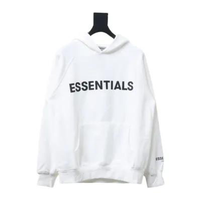 Fear of God Essentials Pullover Hoodie Applique Logo White 01