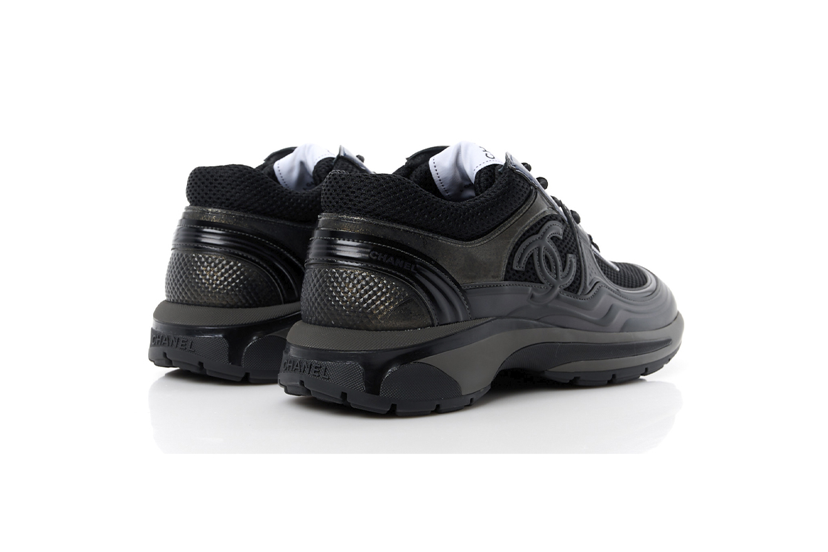 Chanel Women's CC Low-Top Sneakers Fabric And Laminated Leather Black
