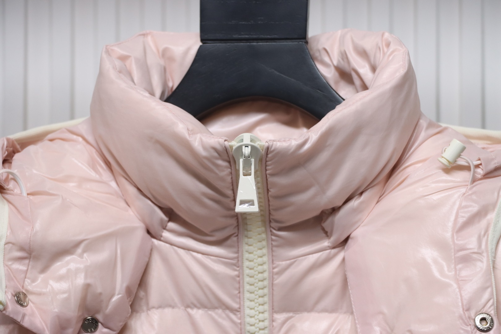 Moncler Andro Removable Hooded Short Down Jacket Light Pink