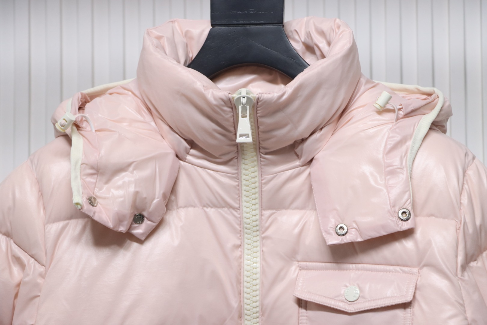 Moncler Andro Removable Hooded Short Down Jacket Light Pink