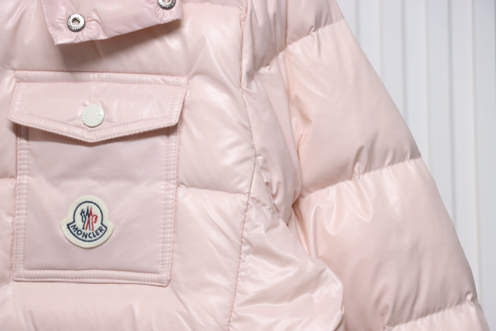 Moncler Andro Removable Hooded Short Down Jacket Light Pink
