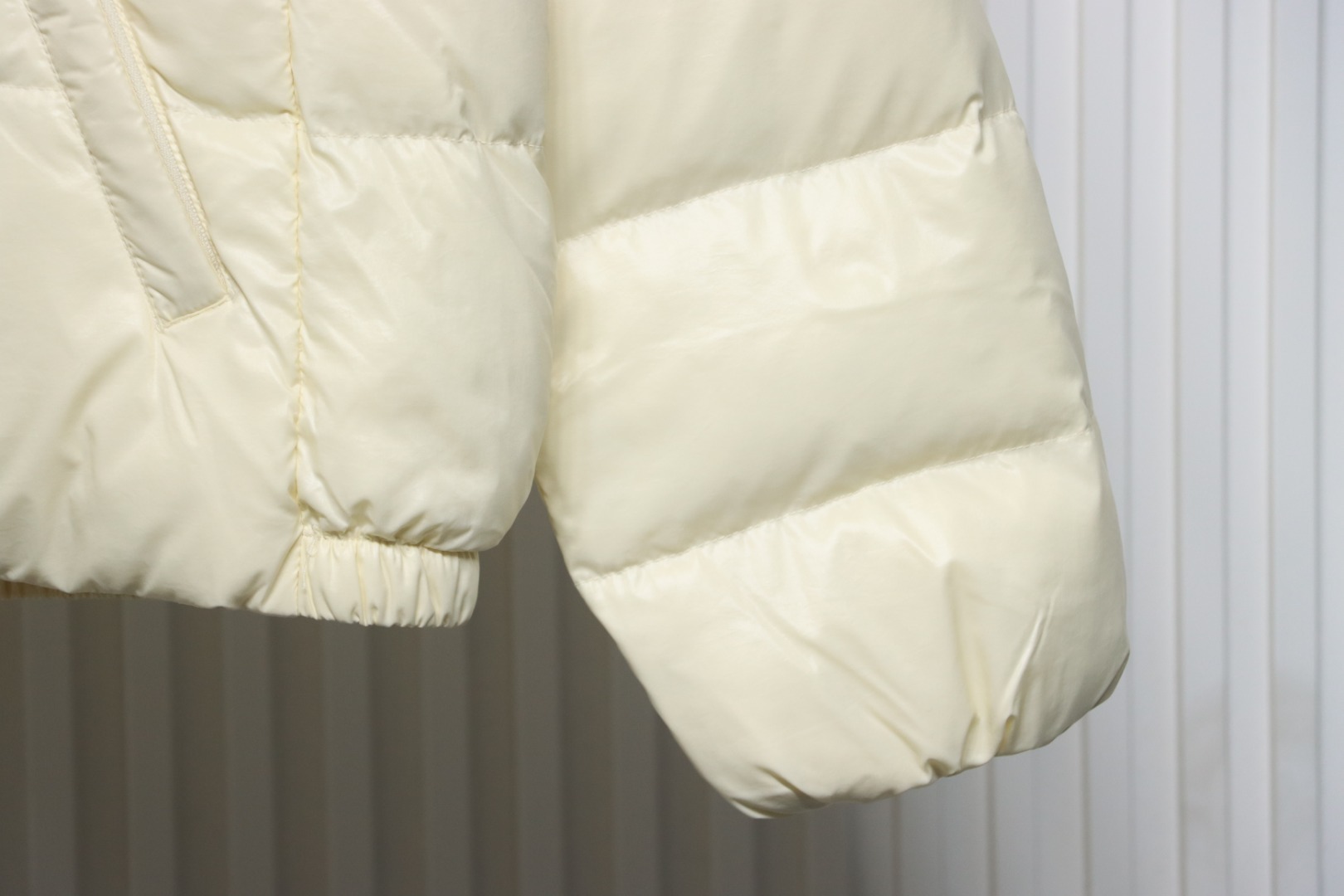 Moncler Andro Removable Hooded Short Down Jacket Creamy White