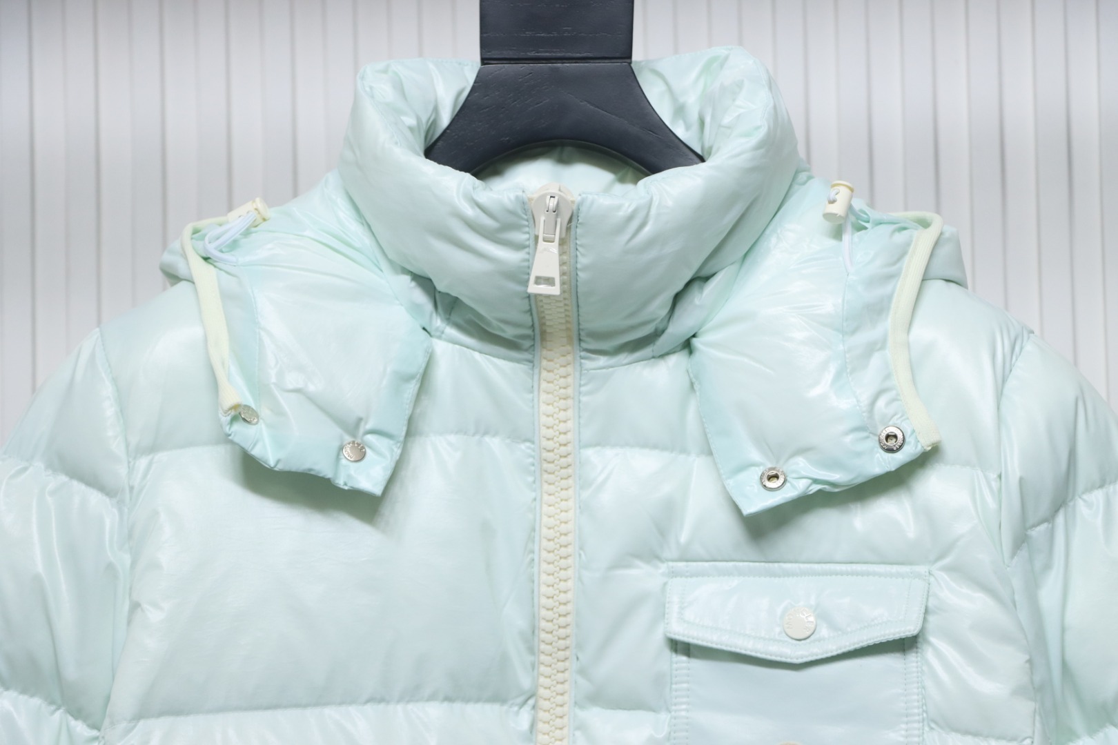 Moncler Andro Removable Hooded Short Down Jacket Sky Blue