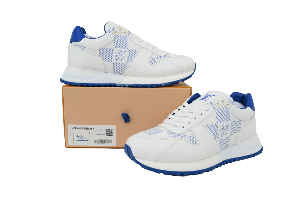 Louis Vuitton Runner White Blue Grid Pattern