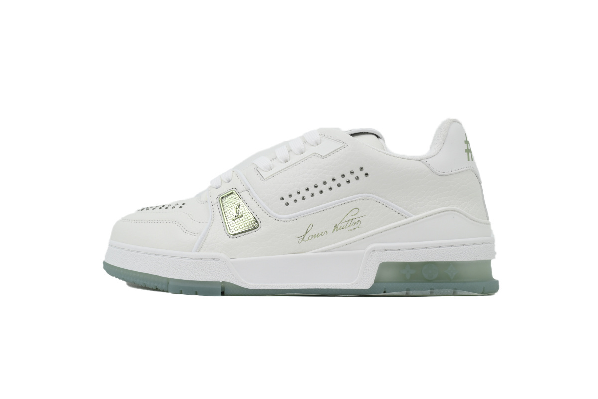 Louis Vuitton Trainer White Green Rivets
