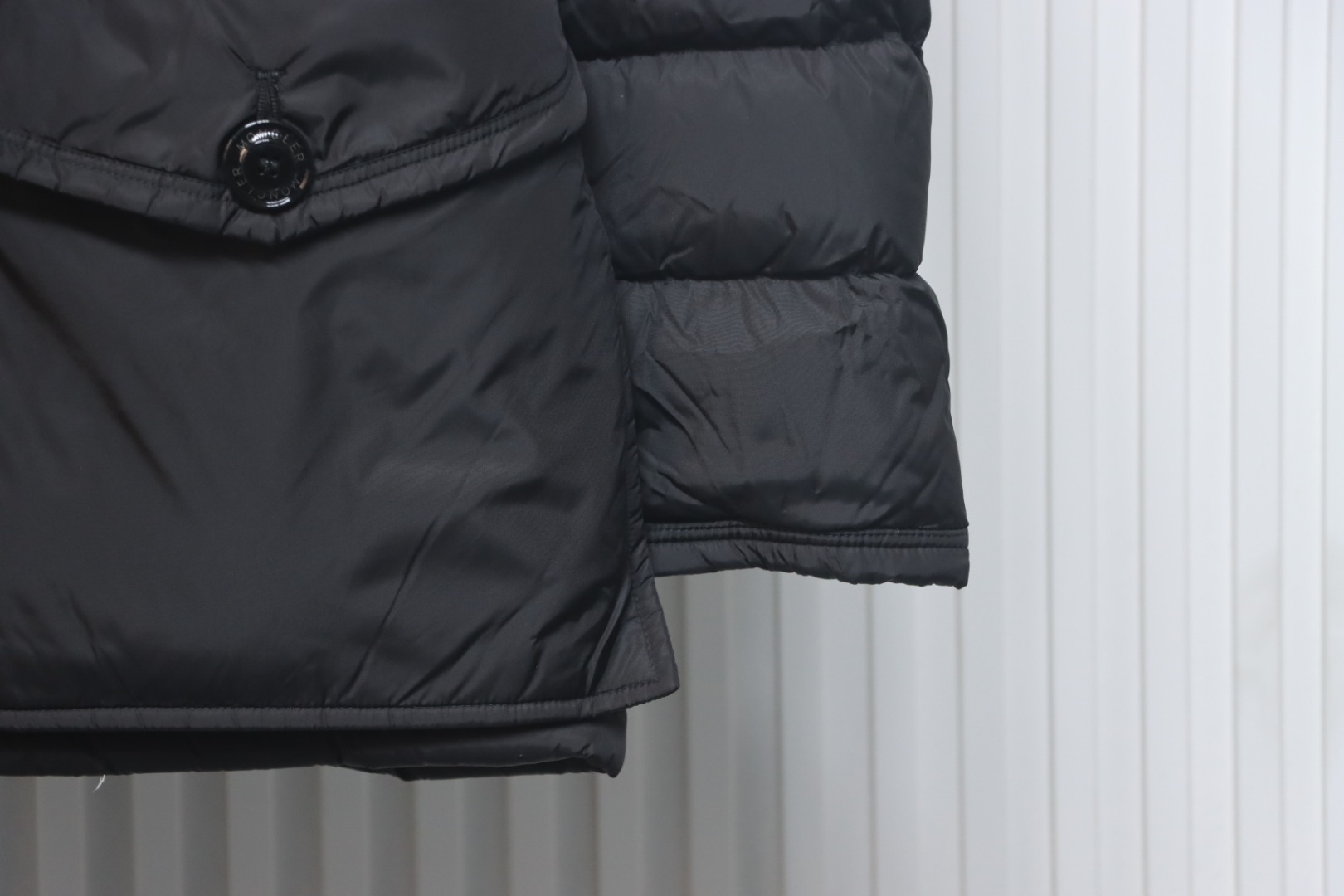 Moncler Hooded Button Down Jacket Black