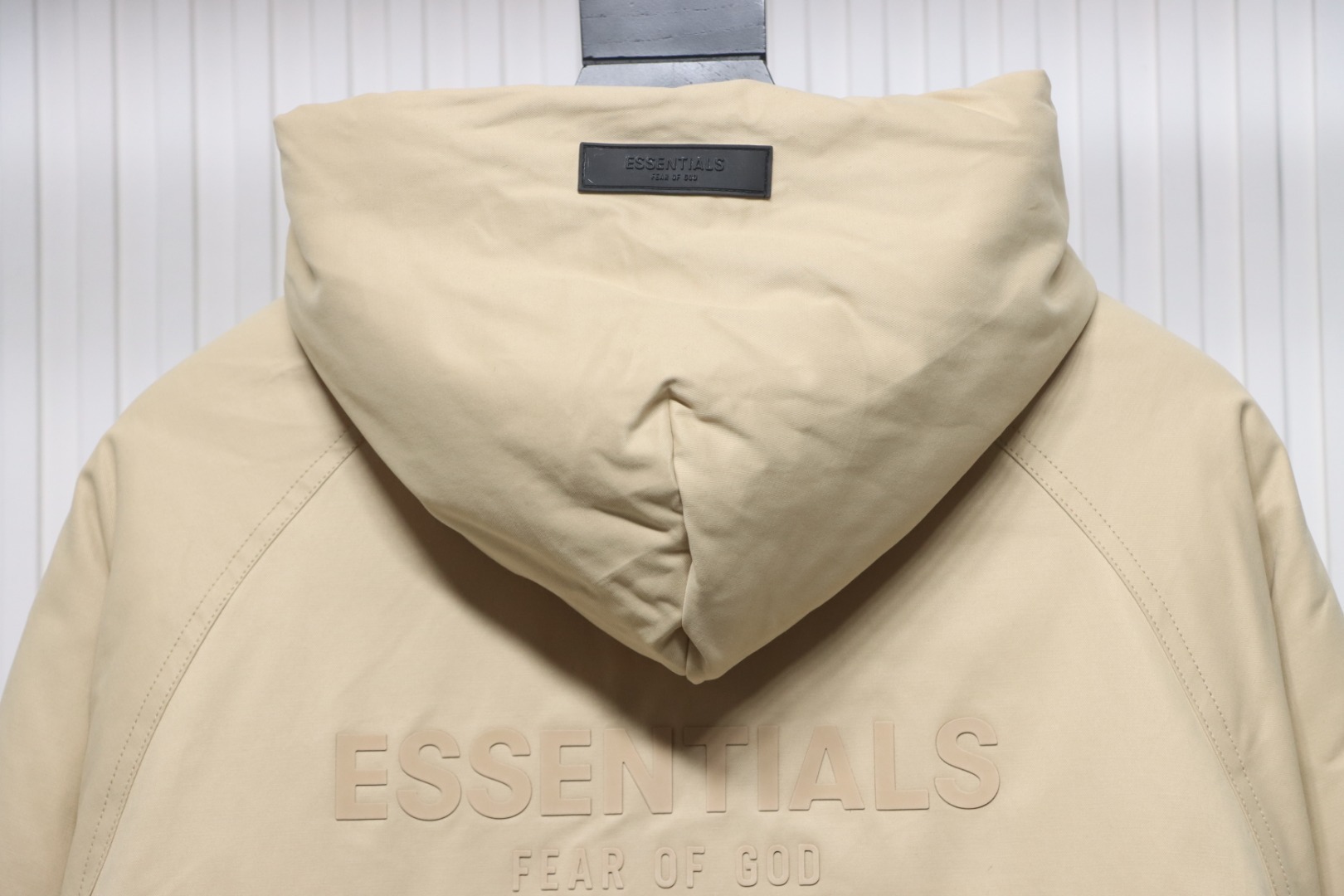 Fear of God Essentials Letter Print Hooded Synthetic Insulated Jacket Cream Yellow