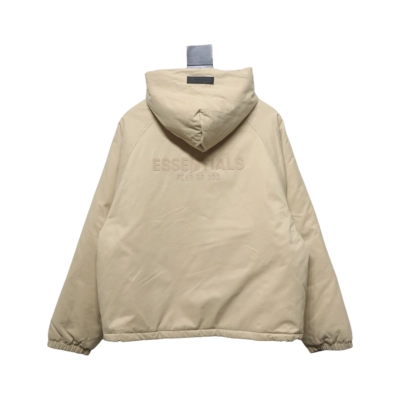 Fear of God Essentials Letter Print Hooded Synthetic Insulated Jacket Cream Yellow 02